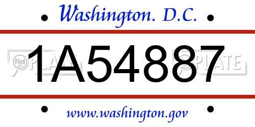 1A54887 District Of Columbia License Plate
