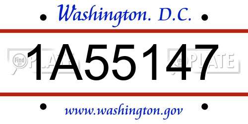 1A55147 District Of Columbia License Plate