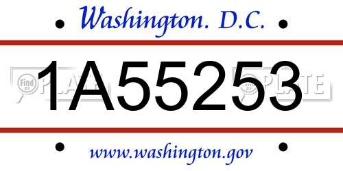 1A55253 District Of Columbia License Plate