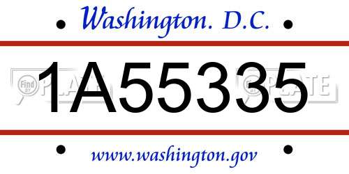 1A55335 District Of Columbia License Plate