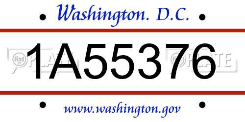 1A55376 District Of Columbia License Plate