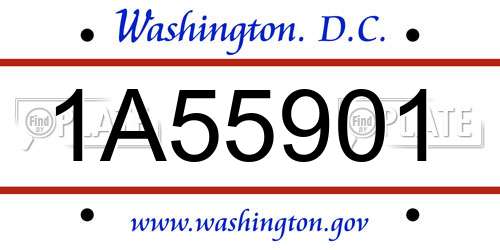 1A55901 District Of Columbia License Plate