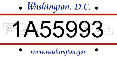 1A55993 District Of Columbia License Plate