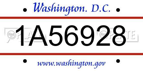 1A56928 District Of Columbia License Plate
