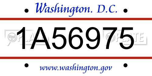 1A56975 District Of Columbia License Plate