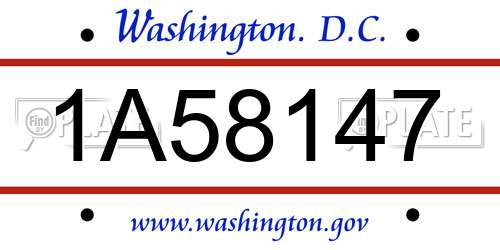 1A58147 District Of Columbia License Plate