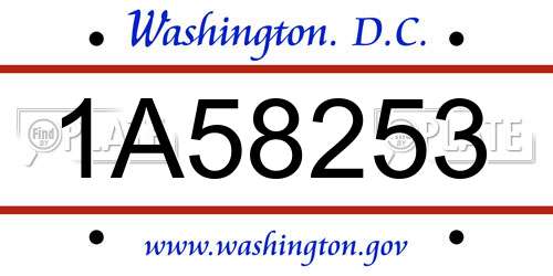 1A58253 District Of Columbia License Plate