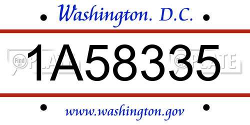 1A58335 District Of Columbia License Plate