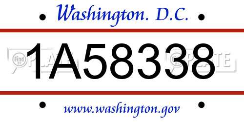 1A58338 District Of Columbia License Plate
