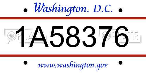1A58376 District Of Columbia License Plate