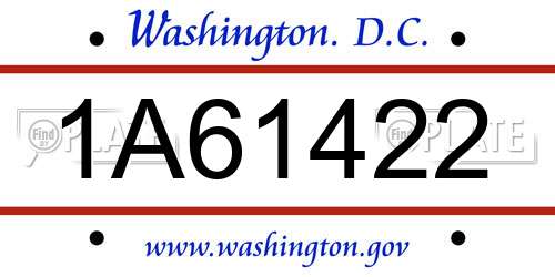 1A61422 District Of Columbia License Plate