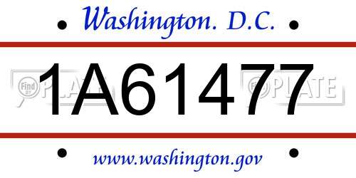 1A61477 District Of Columbia License Plate