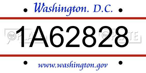 1A62828 District Of Columbia License Plate