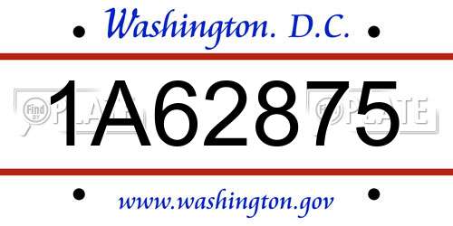 1A62875 District Of Columbia License Plate