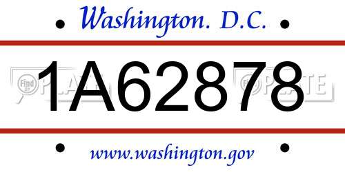 1A62878 District Of Columbia License Plate
