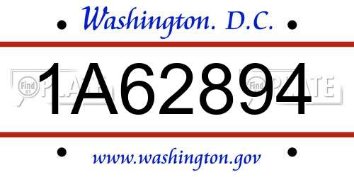 1A62894 District Of Columbia License Plate