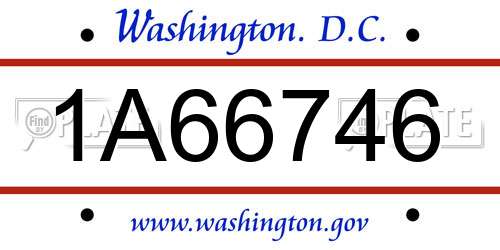 1A66746 District Of Columbia License Plate