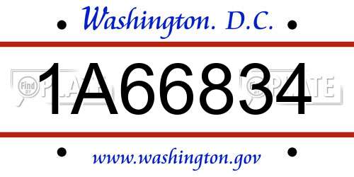 1A66834 District Of Columbia License Plate