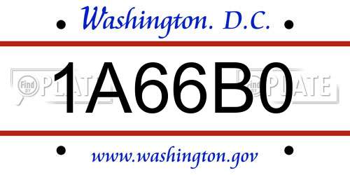 1A66B0 District Of Columbia License Plate