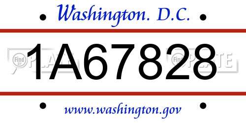 1A67828 District Of Columbia License Plate