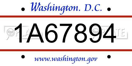 1A67894 District Of Columbia License Plate