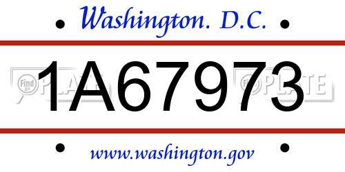 1A67973 District Of Columbia License Plate
