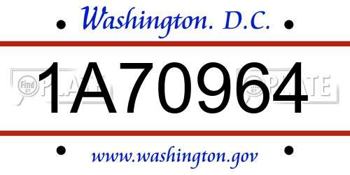 1A70964 District Of Columbia License Plate