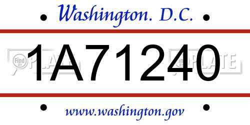 1A71240 District Of Columbia License Plate