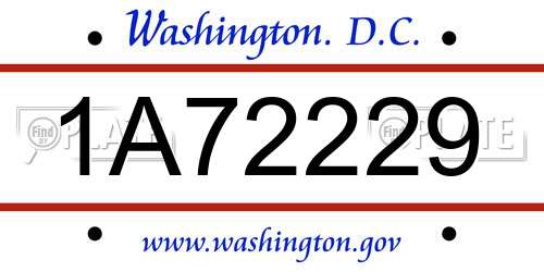 1A72229 District Of Columbia License Plate