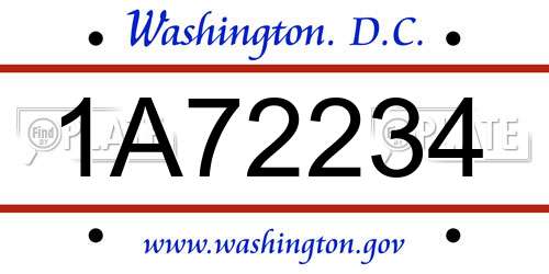 1A72234 District Of Columbia License Plate