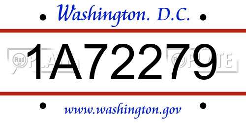 1A72279 District Of Columbia License Plate