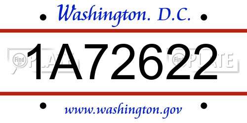 1A72622 District Of Columbia License Plate