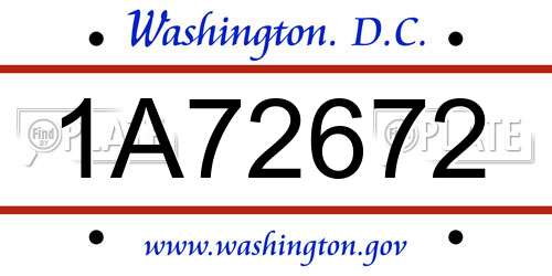 1A72672 District Of Columbia License Plate