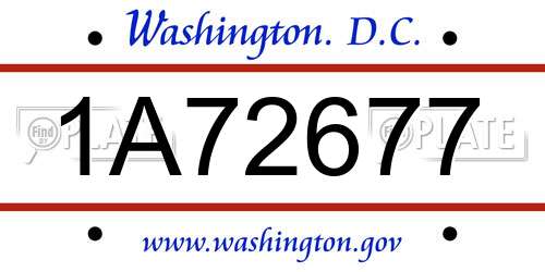 1A72677 District Of Columbia License Plate