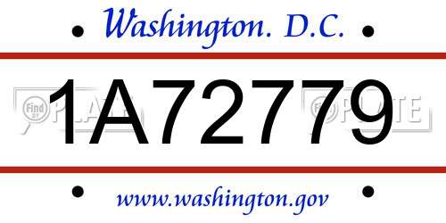 1A72779 District Of Columbia License Plate