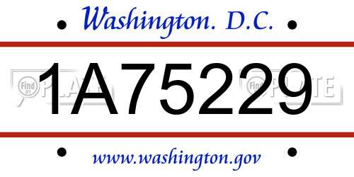 1A75229 District Of Columbia License Plate