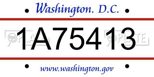 1A75413 District Of Columbia License Plate