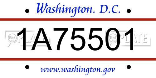 1A75501 District Of Columbia License Plate