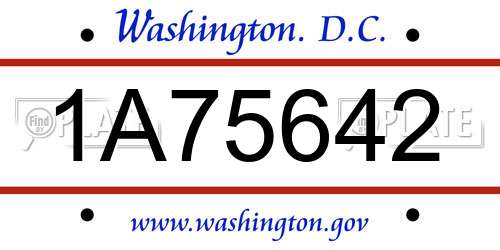 1A75642 District Of Columbia License Plate