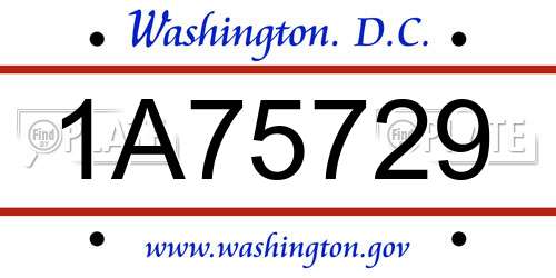 1A75729 District Of Columbia License Plate