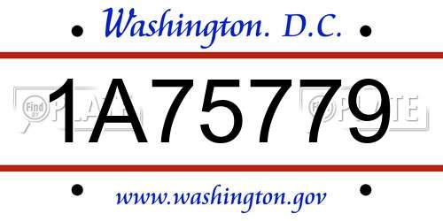 1A75779 District Of Columbia License Plate