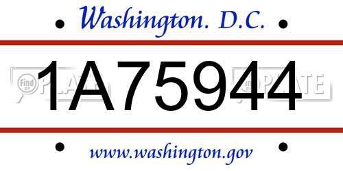 1A75944 District Of Columbia License Plate