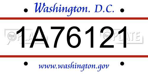 1A76121 District Of Columbia License Plate