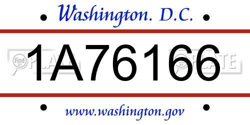 1A76166 District Of Columbia License Plate