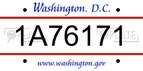 1A76171 District Of Columbia License Plate