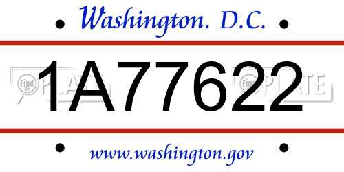 1A77622 District Of Columbia License Plate