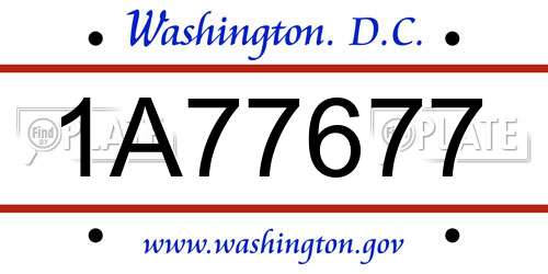 1A77677 District Of Columbia License Plate