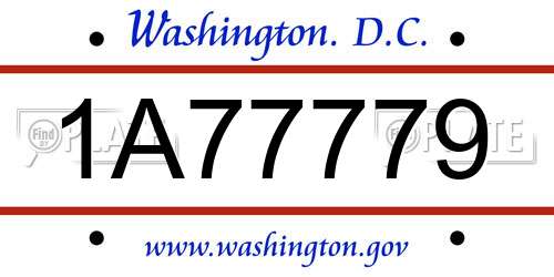 1A77779 District Of Columbia License Plate