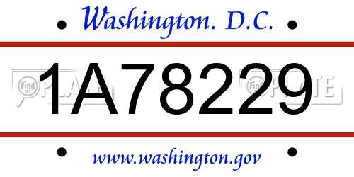 1A78229 District Of Columbia License Plate