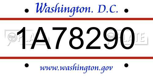1A78290 District Of Columbia License Plate